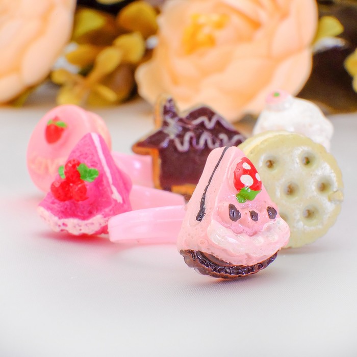 Кольцо детское "Ассорти" сладости, цвет МИКС, форма МИКС, безразмерное