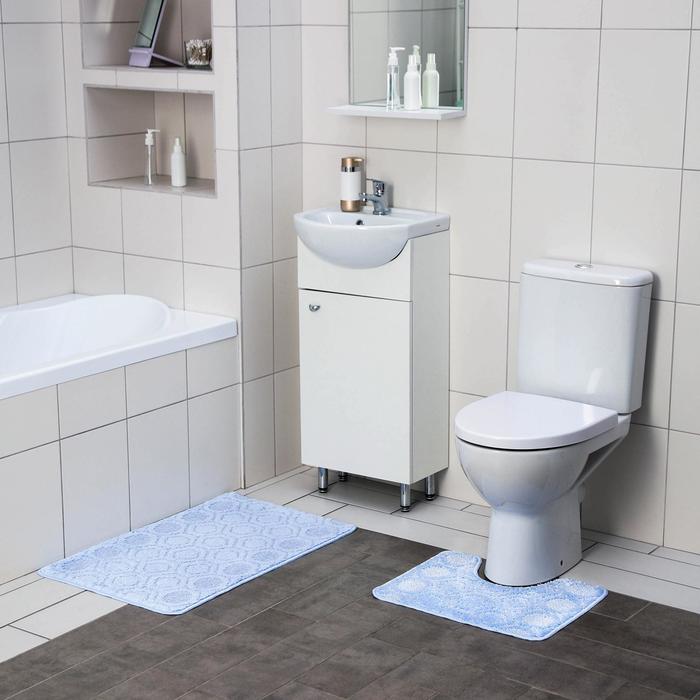 фото Набор ковриков для ванны и туалета shahintex «актив», 2 шт: 50×80, 50×40 см, цвет голубой