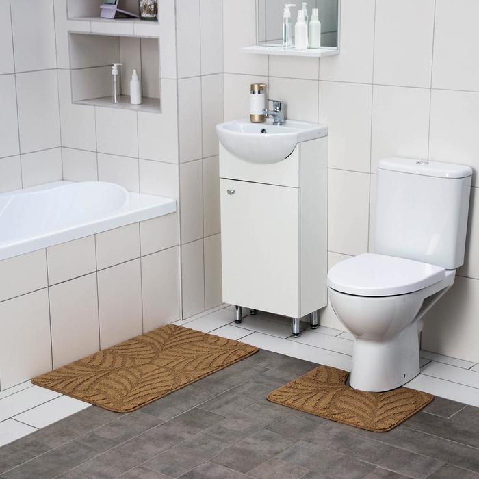 фото Набор ковриков для ванны и туалета shahintex «актив», 2 шт: 50×80, 50×40 см, цвет капучино
