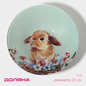 Салатник стеклянный Доляна «Кролик», 1 л, 22×5 см