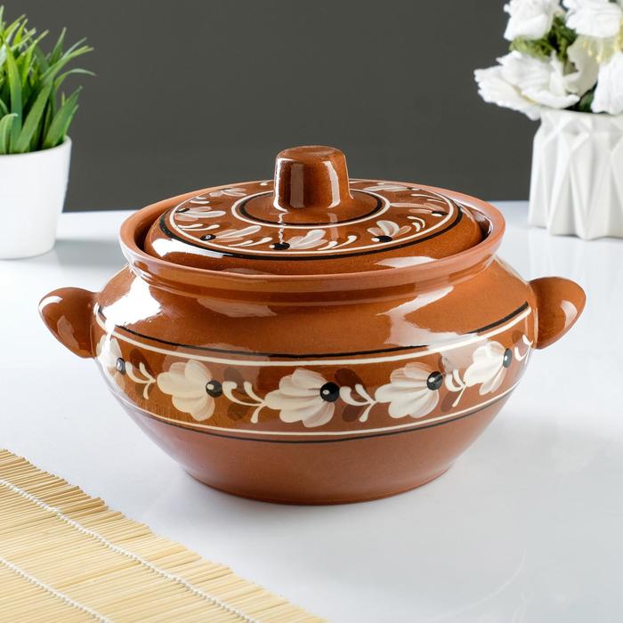 Жаровня с росписью, вьюнок, 3 л