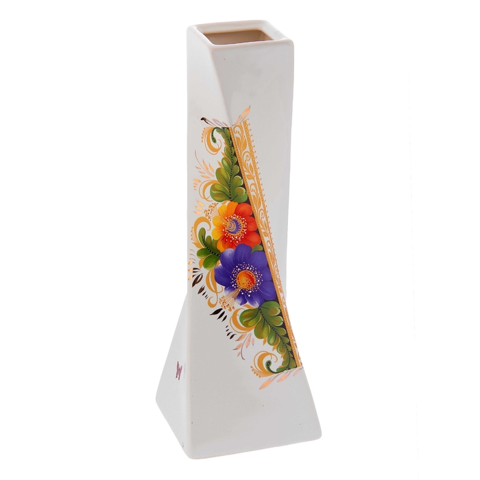 Ваза "Эквилибриум" белая роспись, золото, деколь