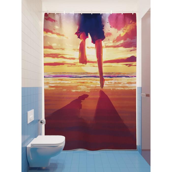 фото Штора для ванной «бегом к морю», размер 180х200 см