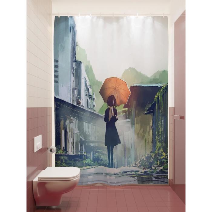 Штора для ванной «С оранжевым зонтиком», размер 180х200 см