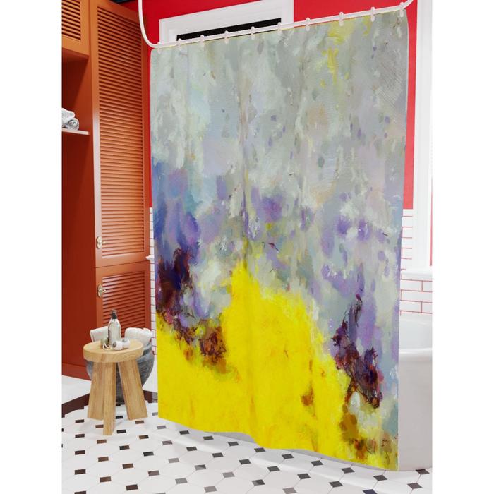 Штора для ванной «Серо-желтая абстракция 2», размер 180х200 см