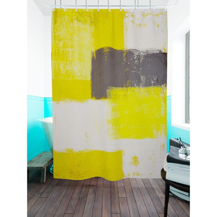 Штора для ванной «Серо-желтая абстракция», размер 180х200 см