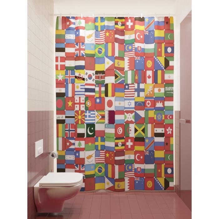 Штора для ванной «Флаги», размер 180х200 см