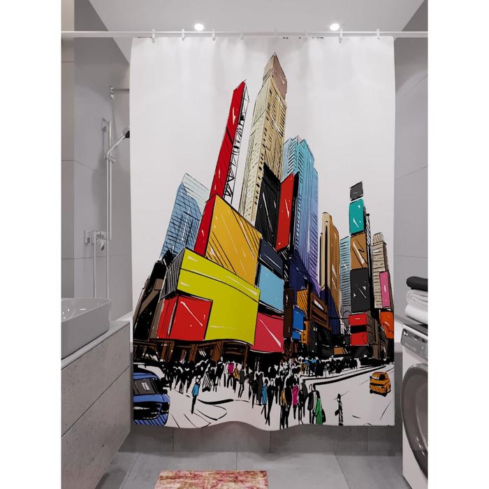 Штора для ванной «Цветной Нью-йорк», размер 180х200 см