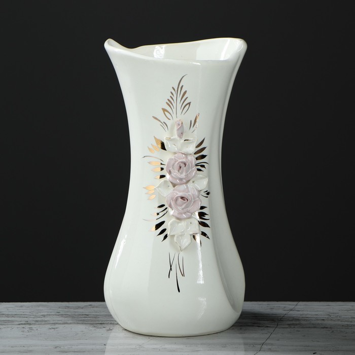 Ваза "Румба" золото, лепка, белая