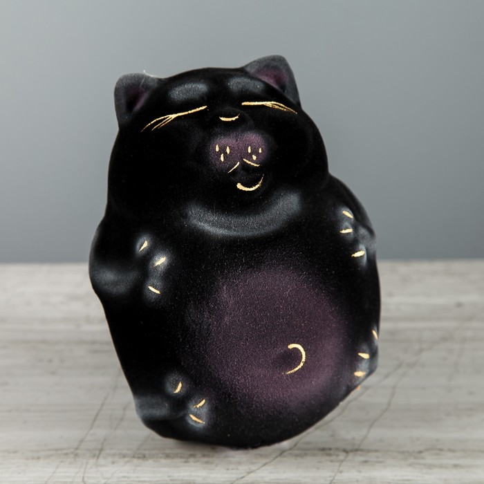 Копилка "Кот Пузырик" флок, чёрная