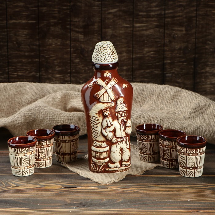 Штоф с рюмками "Мельник" 7 предметов, 0,8 л