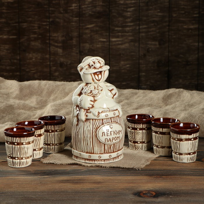 Штоф с рюмками "Банщик" 7 предметов, 0,75 л