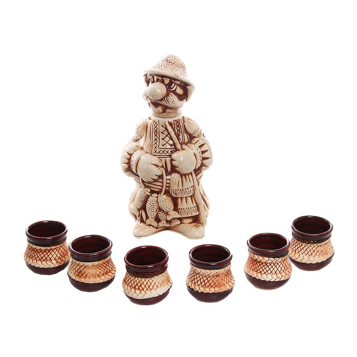 Штоф с рюмками "Рыбак" 7 предметов, 1,5 л/ 0,05 л