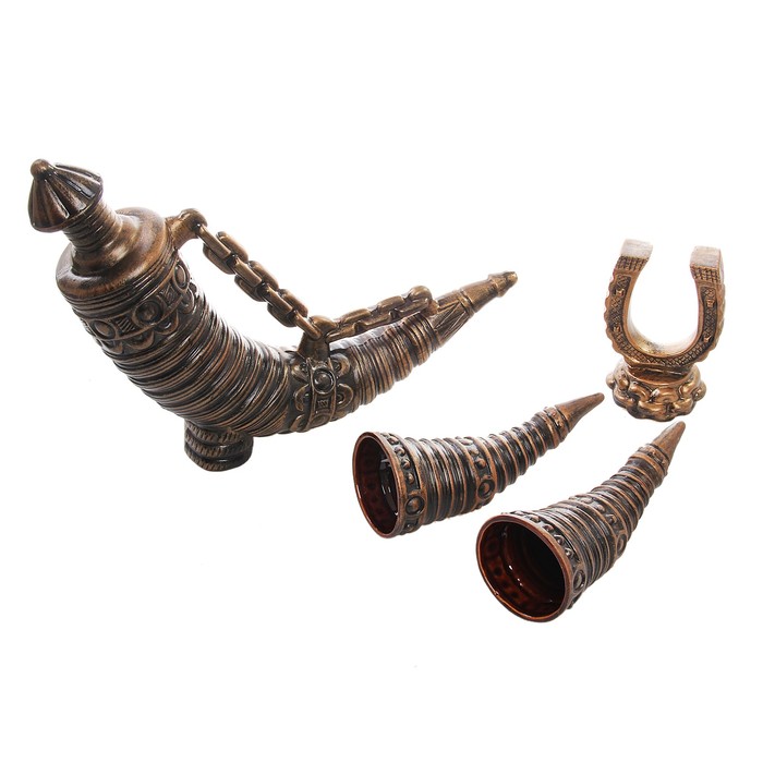 Штоф с рюмками "Рог" бронза, 4 предмета, 0,8 л