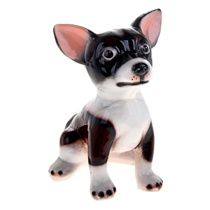 Копилка "Чихуахуа" большая, глянец, бело-коричневая