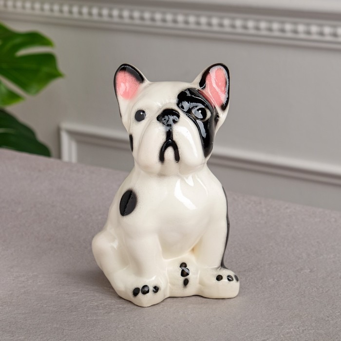 Копилка "Французский бульдог" малая, глянец, бело-чёрная