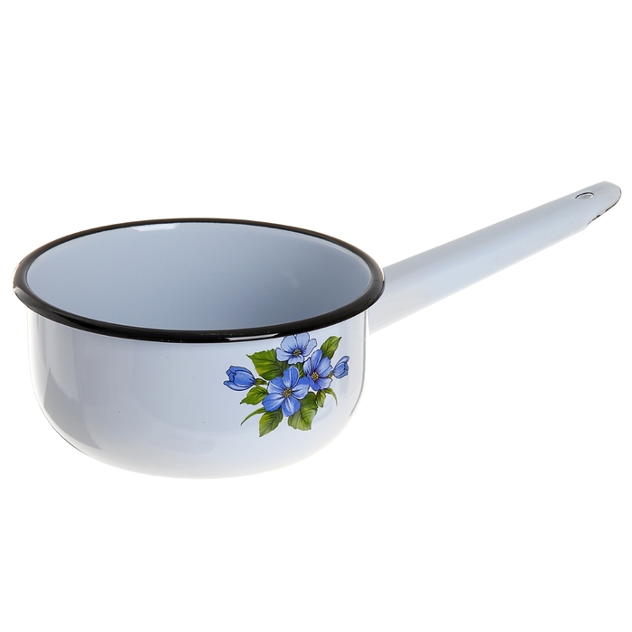 Ковш эмалированный 1,5 л "Цветок", цвет МИКС