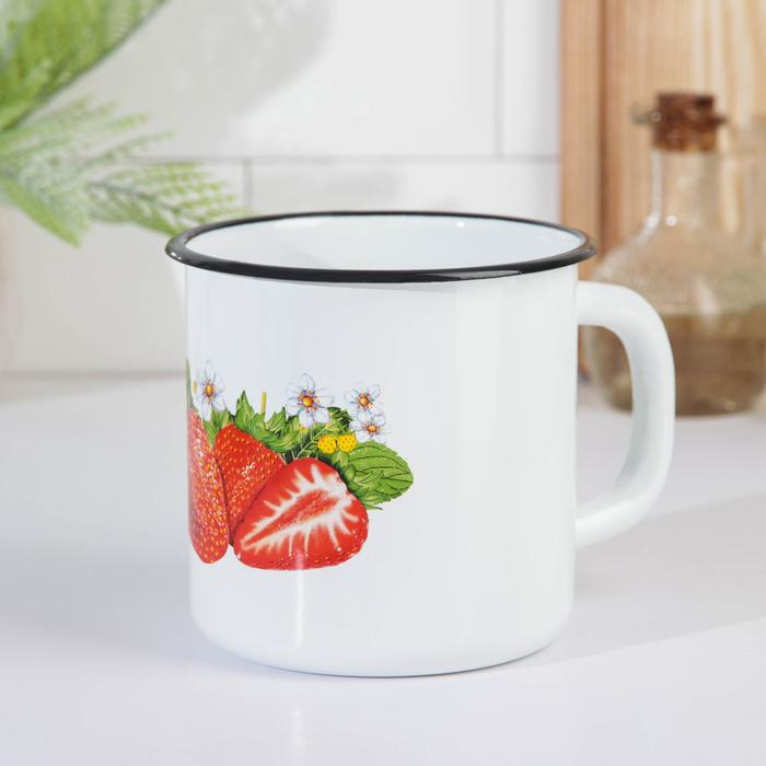 Кружка эмалированная 1 л "Цветок", МИКС