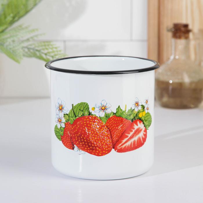 Кружка эмалированная 1 л "Цветок", МИКС