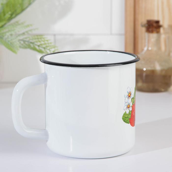 Кружка эмалированная 1 л "Цветок", МИКС