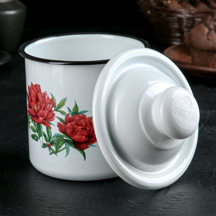 Кружка 1 л с крышкой, рисунок МИКС