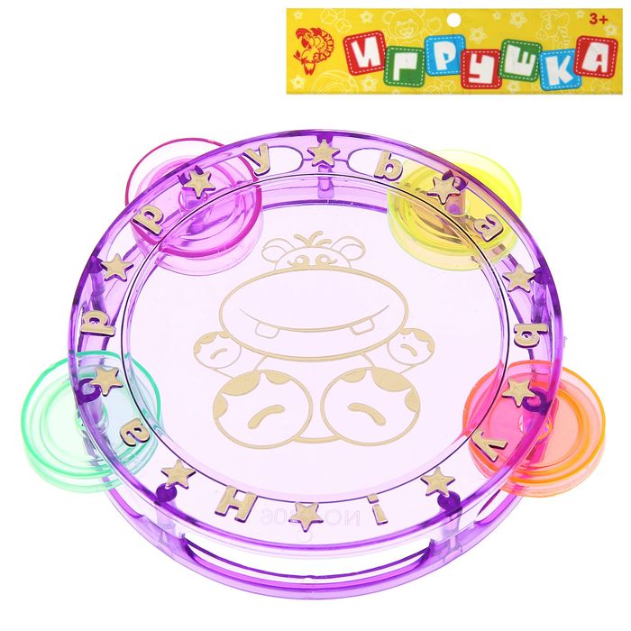 Игрушка музыкальная бубен "Звери", МИКС