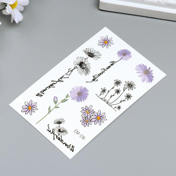 

Татуировка на тело цветная "Полевые цветы" МИКС 12х7,8 см