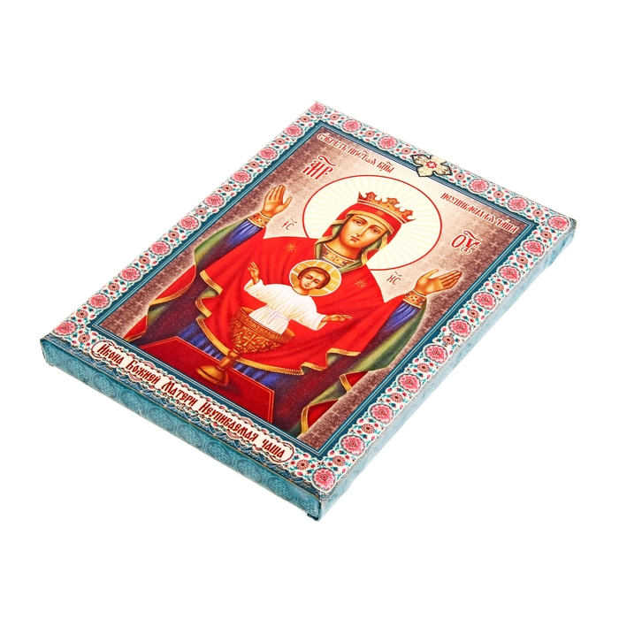 Икона холст Божией Матери "Неупиваемая чаша" на подвесе