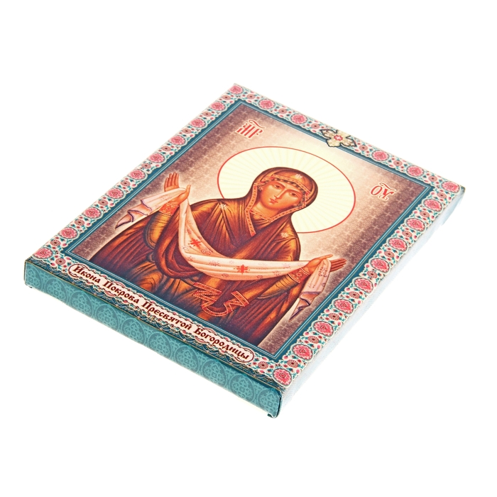 Икона холст "Покров Пресвятой Богородицы" на подвесе