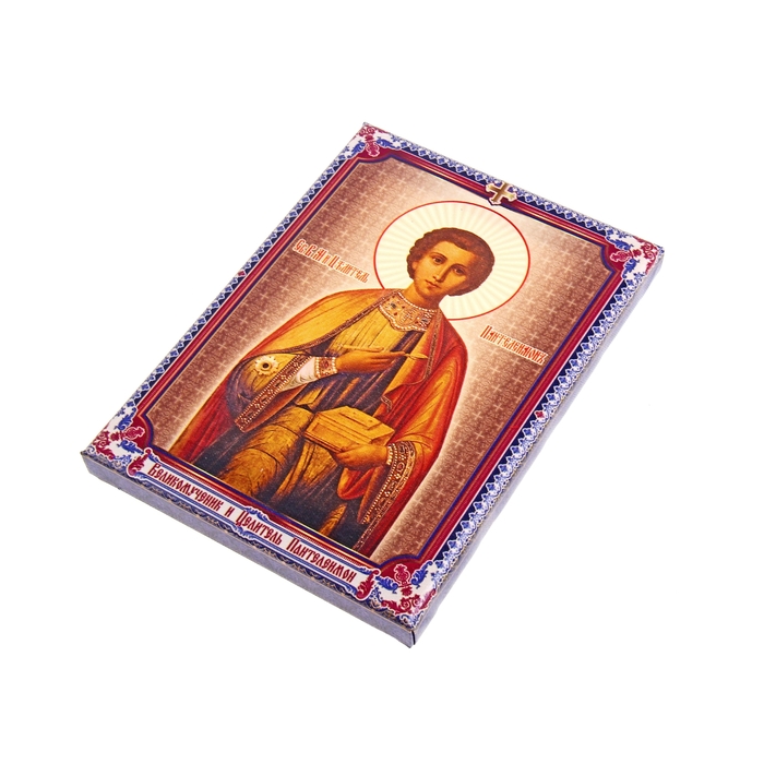 Икона холст "Великомученик и целитель Пантелеимон" на подвесе