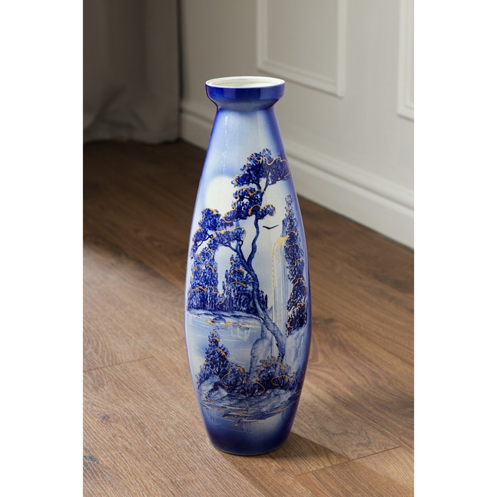 Ваза напольная "Юность" роспись, кобальт