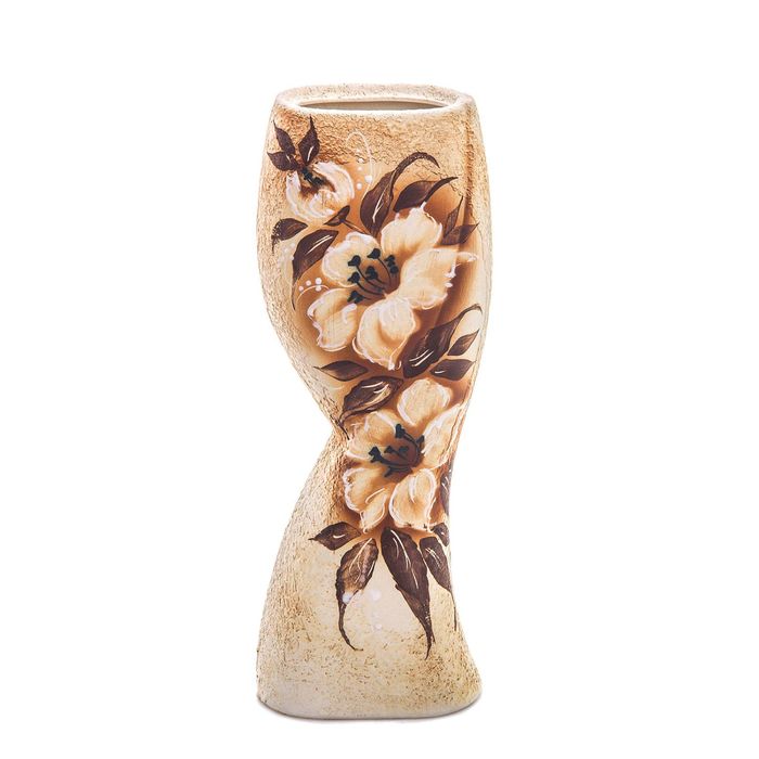 Ваза "Камелия" цветы, шамот, микс