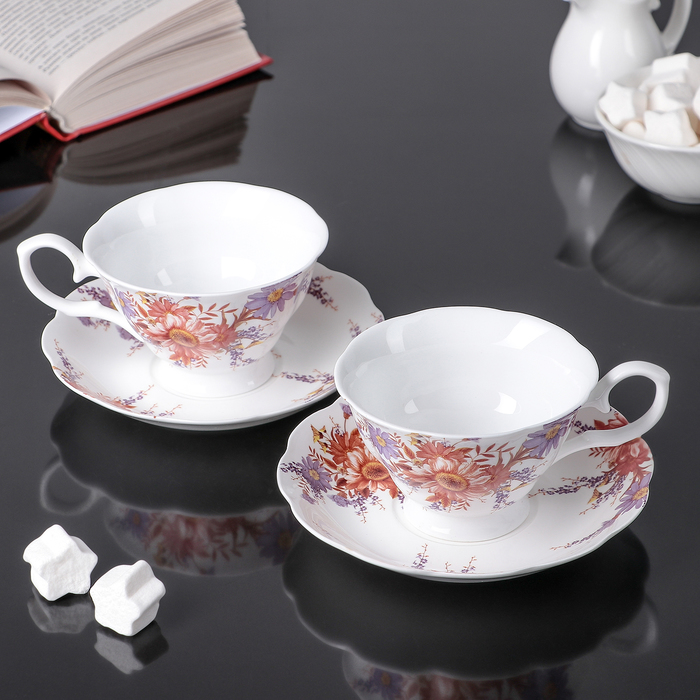 Сервиз чайный "Домик феи. Акварель", 4 предмета: 2 чашки 220 мл, 2 блюдца