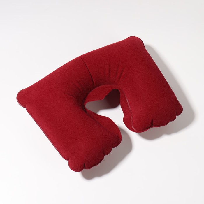 фото Подушка для шеи дорожная, надувная, 38 × 24 см, цвет бордовый onlitop