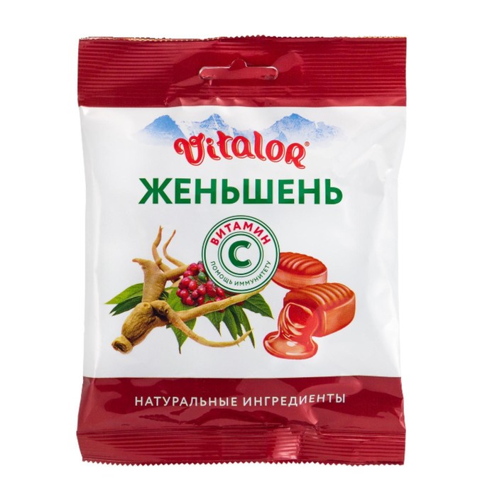 

Карамель леденцовая ВИТАЛОР женьшень/витамин С 60г