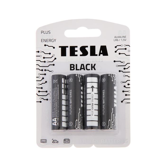 Батарейка алкалиновая Tesla Black, AA, LR6-4BL, 1.5В, блистер, 4 шт.