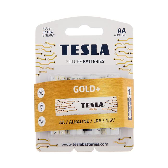 Батарейка алкалиновая Tesla Gold, AA, LR6-4BL, 1.5В, блистер, 4 шт.