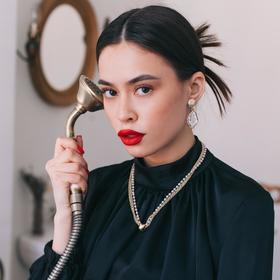 

Кулон "Цепь" нить жемчуга с кольцом, цвет белый в золоте