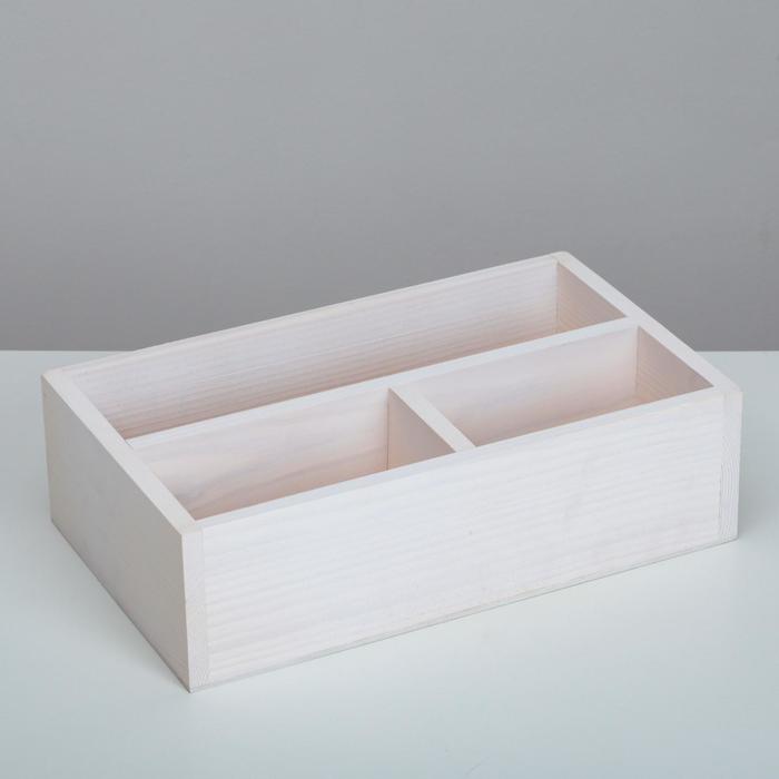 Ящик деревянный 34.5×20.5×10 см подарочный комодик, белая кисть
