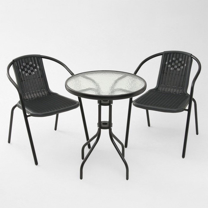 Набор садовой мебели: стол, 2 стула, серый набор садовой мебели бистро 4 стула и стол