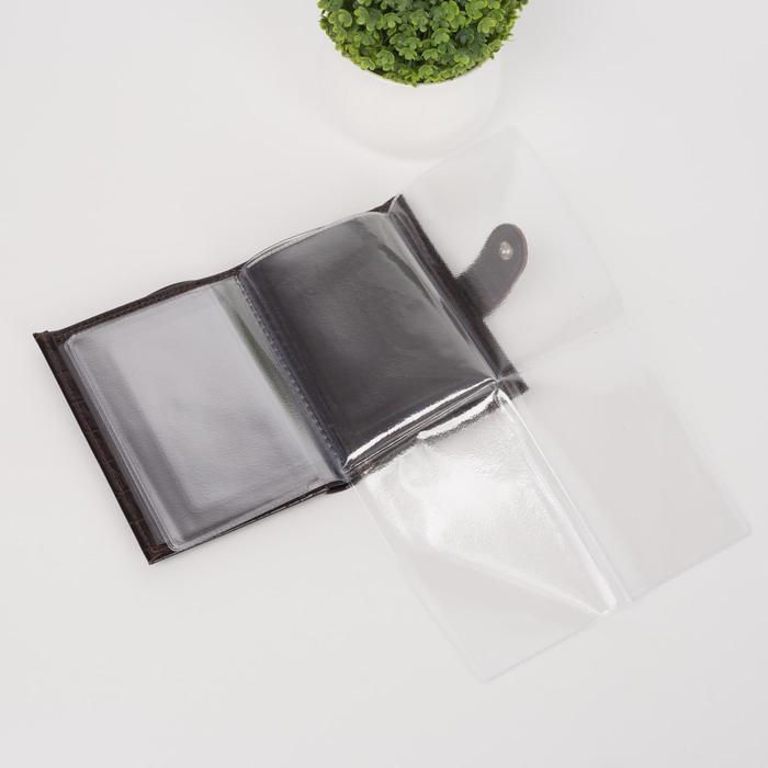 Пормоне мужское 2 в 1, отдел для купюр, отдел для монет, отдел для автодокументов, кайман коричневый