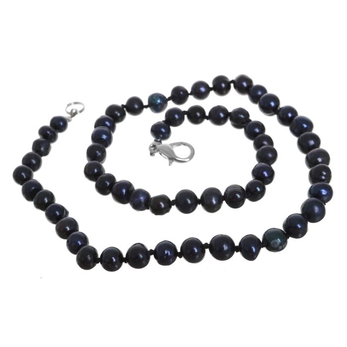 Бусы "Жемчуг речной" шар через узел, цвет чёрный, 46см