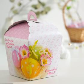 

Пасхальная коробочка "Счастливой Пасхи!", корзинка с пасхальными яйцами, 17 х 17 х 26 см
