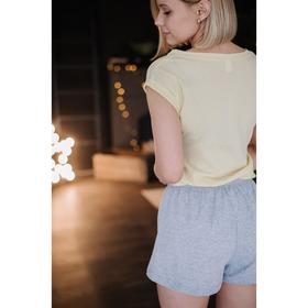 

Пижама женская (футболка, шорты) цвет жёлтый, серый/мопс, размер 52