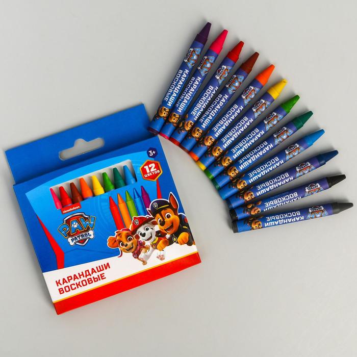 Восковые карандаши Paw Patrol, набор 12 цветов, высота - 8см, диаметр - 0,8 см