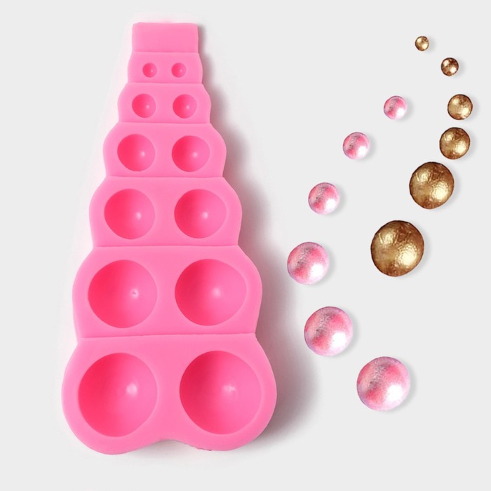 

Силиконовый молд «Полусферы», 14×7×2 см, 12 ячеек, цвет розовый