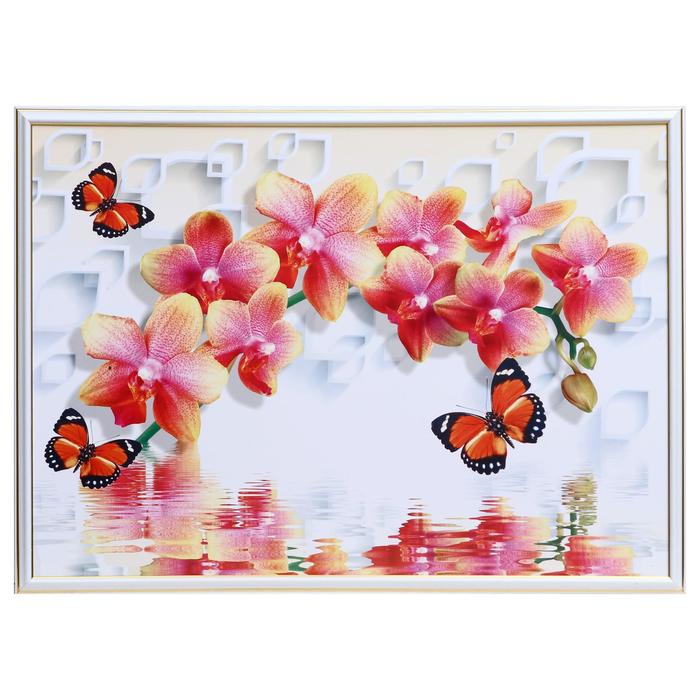 Картина "Бабочки на цветах" 50х70(53х73) см