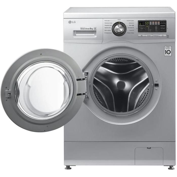 

Стиральная машина LG F1296TD4, класс А, 1200 об/мин, до 8 кг, серебристая