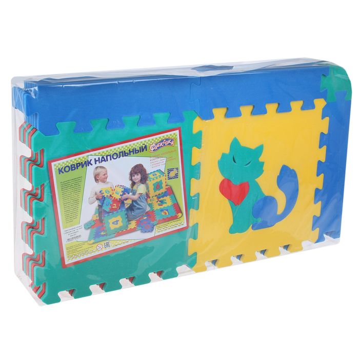 Мягкий развивающий коврик с животными, 12 элементов