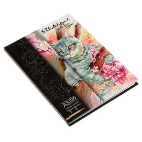 

Скетчпад А5, сшивной, 56 листов, "Кошка", 8 листов раскрасок, твёрдая обложка, матовая ламинация, тонированный блок 80-120 г/м2